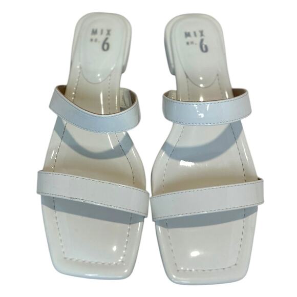 Mix No. 6 Merri White Straps Square Toe Block Heel Slip-on Sandals Womens 10 M - Picture 3 of 6